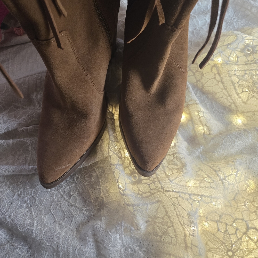 Dingo Thigh High Over The Knee Suede Fringe Boots Boho Western Hippie Chic - Picture 8 of 12